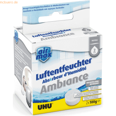 6 x Uhu Luftentfeuchter Airmax Ambiance Tabs neutral VE=2x100g 6 x Uhu Luftentfeuchter Airmax Ambiance Tabs neutral VE=2x100g von UHU