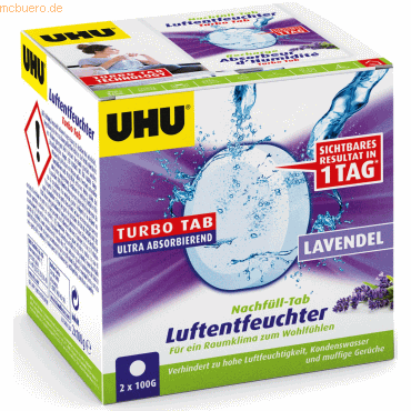 6 x Uhu Luftentfeuchter Nachfüll-Tab Lavendel 2x100g von UHU