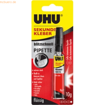 6 x Uhu Sekundenkleber blitzschnell Pipette VE=10g 6 x Uhu Sekundenkleber blitzschnell Pipette VE=10g von UHU