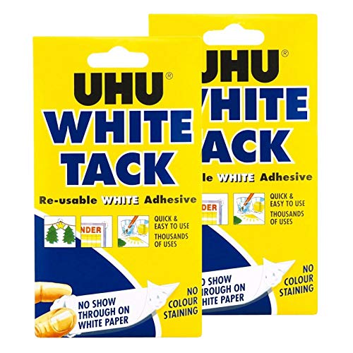 UHU, „White-Tack“-Klebestreifen, wiederverwendbar, Weiß, Doppelpack Originalverpackung weiß von UHU