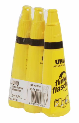 UHU Alleskleber Flinke Flasche, Bewährter und glasklarer Universalkleber in einer handlichen Flasche, 3 x 90 g von UHU