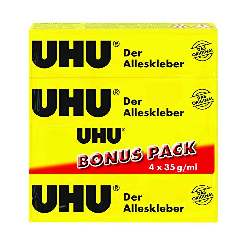 UHU Alleskleber Tube, Der Bewährte Universalkleber für nahezu alle Klebefälle im Haushalt, Bonuspack 4 x 35g von UHU