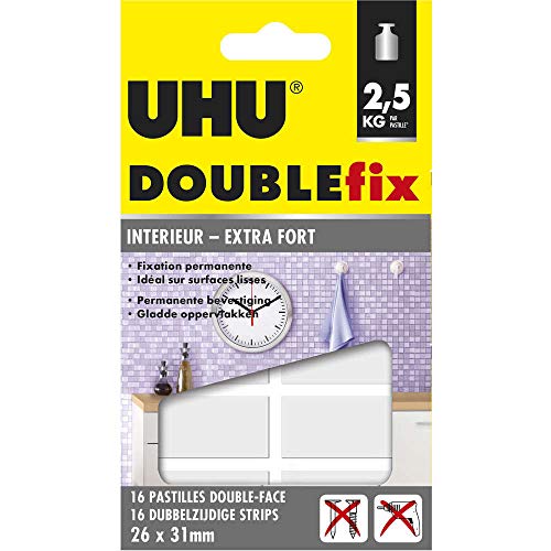 UHU Doublefix Innen-Klebepads, extra stark, 2,5 kg, 16 Tabletten von UHU