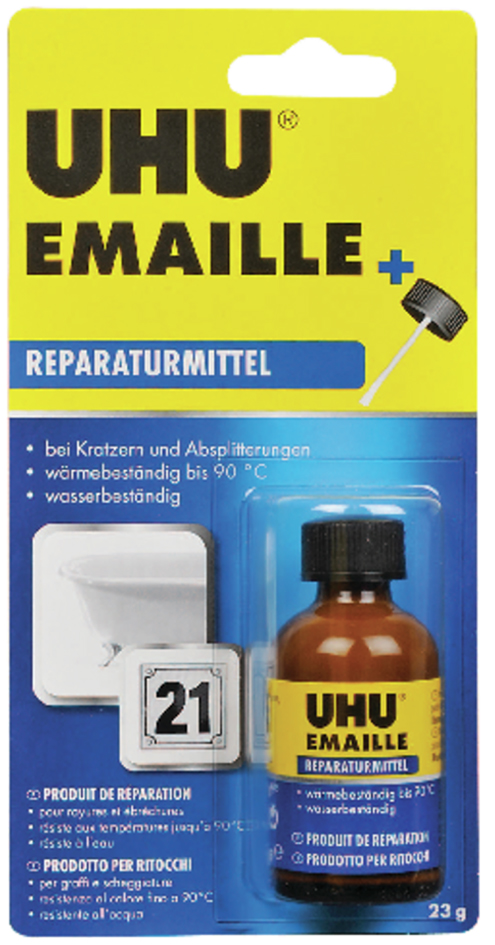 UHU EMAILLE Reparaturmittel, 23 g Pinselflasche, auf Blister von UHU