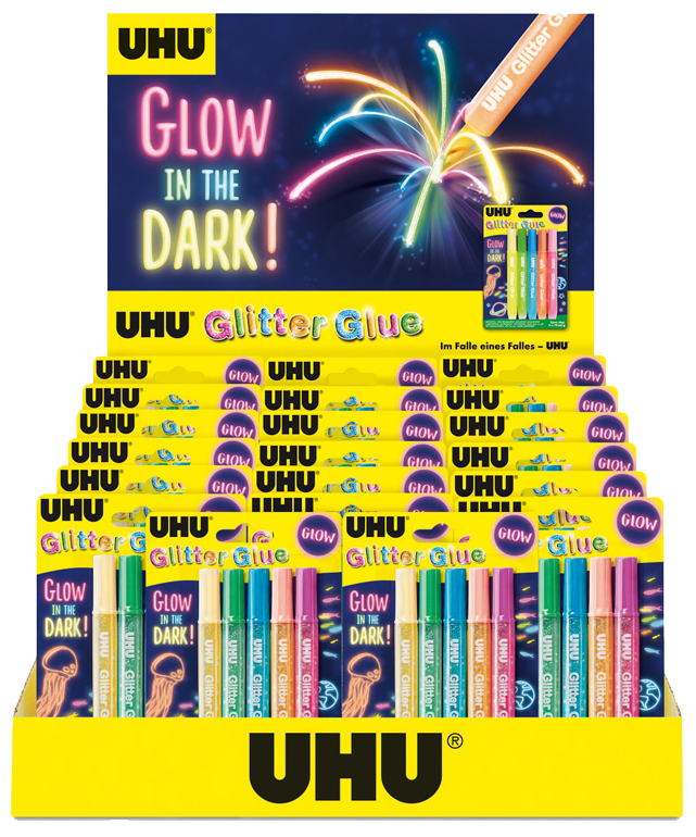 UHU Glitzerkleber Glitter Glue , GLOW IN THE DARK, , Display von UHU