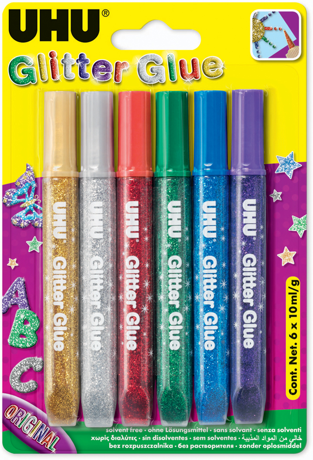 UHU Glitzerkleber Glitter Glue Original, Inhalt: 6 x 10 ml von UHU