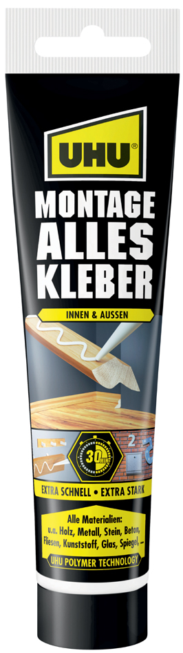 UHU Montage Alleskleber, lösemittelfrei, 165 g Tube, weiß von UHU