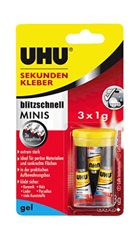 UHU Sekundenkleber blitzschnell MINIS gel 3x1g mit Box von UHU