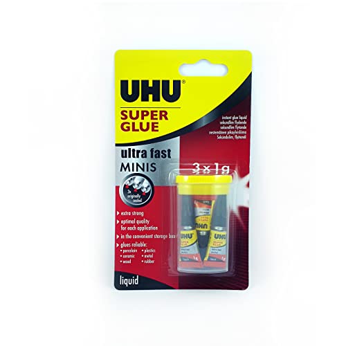 UHU Sekundenkleber blitzschnell MINIS flüssig 3x1g mit Box von UHU