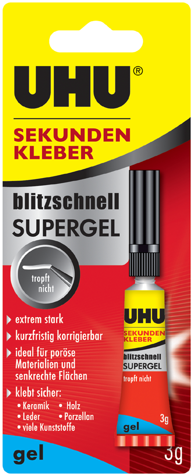 UHU Sekundenkleber blitzschnell SUPERGEL, 3 g von UHU