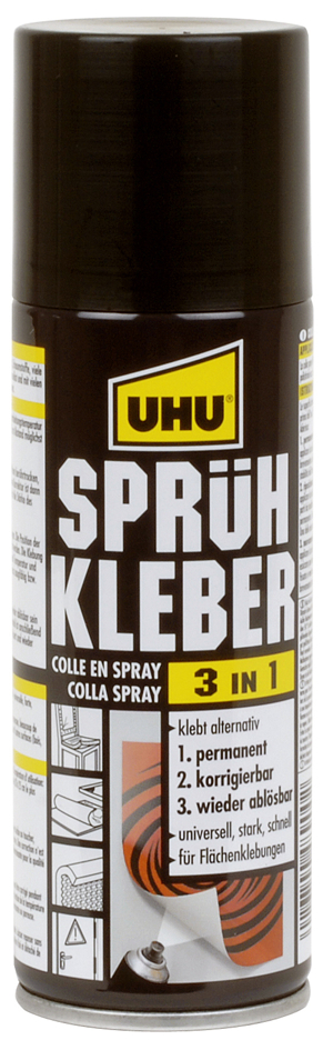 UHU Sprühkleber 3 in 1, wieder ablösbar, 200 ml Dose von UHU