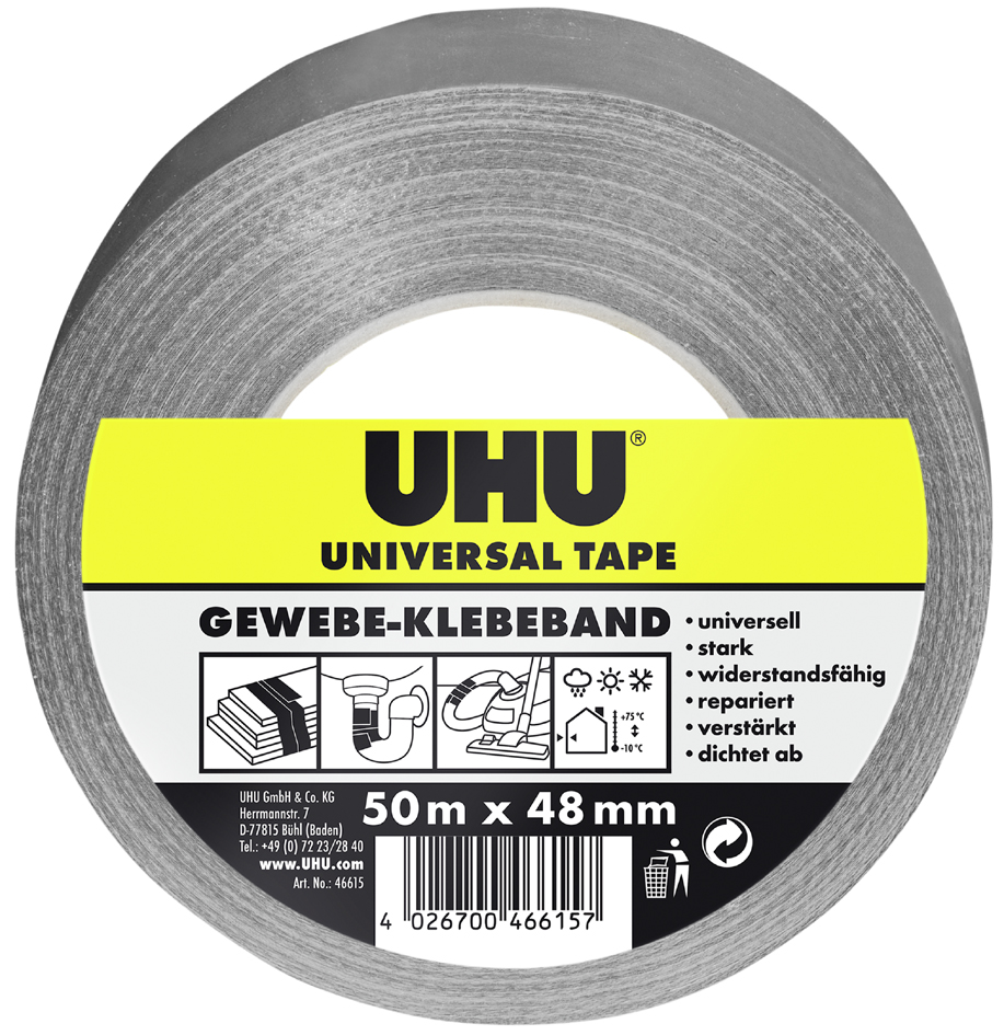 UHU Universal Gewebe-Klebeband, 48 mm x 50 m, grau von UHU