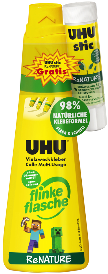 UHU Vielzweckkleber flinke flasche ReNature + Klebestift von UHU