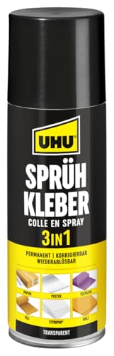 Uhu 48900 - Sprühkleber 3 in 1 Permanent - Korrigierbar - Wieder Ablösbar 200 ml von UHU