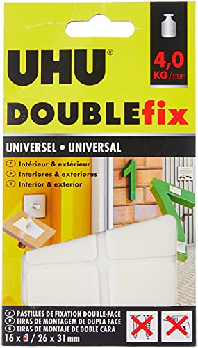 Uhu Doublefix Ultra stark Universal Klebepunkte, Widerstand bis 4 kg – 16 Tabletten von UHU