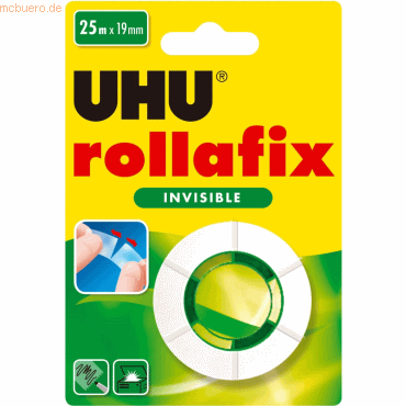 Uhu Klebefilm rollafix Invisible Nachfüllrolle 25mx19mm beschriftbar von UHU