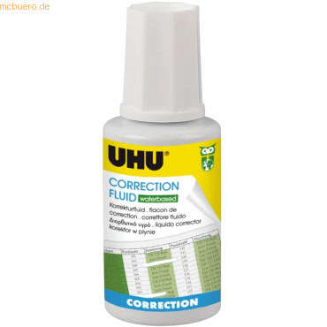 Uhu Korrekturfluid Correction Fluid auf Wasserbasis 20 ml weiß von UHU