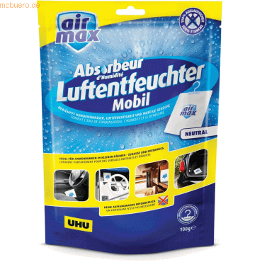 12 x Uhu Luftentfeuchter Airmax mobil Beutel 100g 12 x Uhu Luftentfeuchter Airmax mobil Beutel 100g von UHU