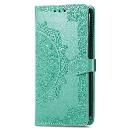 UILYI Hülle Kompatibel für Asus Zenfone 10, Ultra Dünn Flip PU Leder Brieftasche Handyhülle, Drucken Mandala Muster Halterungsfunktion Schutzhülle. Grün von UILYI
