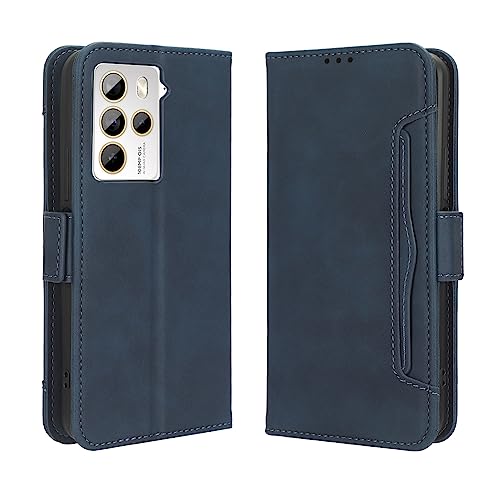 UILYI Hülle Kompatibel für HTC U23 Pro, Mehrkartensteckplatz Flip Brieftasche Handyhülle, Retro-Stil Schutzhülle mit Halterung Funktion. Blau von UILYI