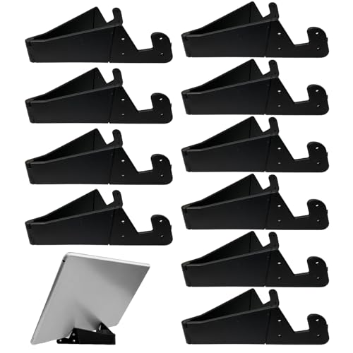 UILYNIU 10 Stück Handy Ständer Universal Faltbare Halter Handy, Schwarz Handy Halterung, Smartphone Ständer, V-förmiger Handy-Tischhalter, für Tablet-Computer, e-Reader, Handy von UILYNIU
