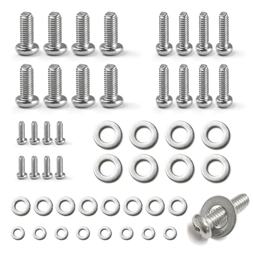 UILYNIU 48 Stücke TV Halterung Schrauben, Edelstahl Runder Kopf Schrauben Set, M4, M6, M8 Schrauben, Fernsehhalterung Schrauben, Schrauben Set für TV Monitor Halterungen Halterung Befestigung (Silber) von UILYNIU