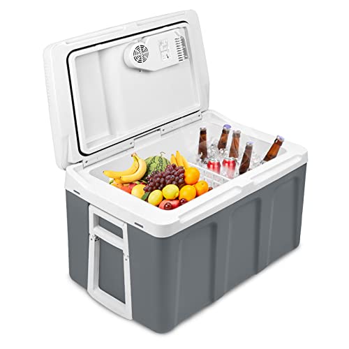 UISEBRT 48 Liter Kühlbox mit Rollen Tragbare Mini-Kühlschrank 12 V 220V, Thermo-Elektrische Kühlbox mit Kühl- und Warmhaltefunktion, Elektrokühlbox mit ECO-Modus für Auto Boot Camping, Grau UISEBRT 48 Liter Kühlbox mit Rollen Tragbare Mini-Kühlschrank 12 V 220V, Thermo-Elektrische Kühlbox mit Kühl- und Warmhaltefunktion, Elektrokühlbox mit ECO-Modus für Auto Boot Camping, Grau von UISEBRT