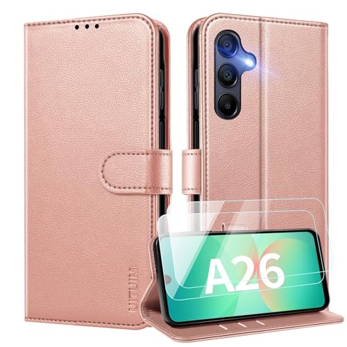 UITUIM Handyhülle für Samsung Galaxy A26 5G Klapphülle Leder Hülle mit 2 Schutzfolie Glas Flip Case Cover Klappbar Tasche Kartenfach Schutzhülle Handytasche für Samsung Galaxy A26 5G,Rose Gold UITUIM Handyhülle für Samsung Galaxy A26 5G Klapphülle Leder Hülle mit 2 Schutzfolie Glas Flip Case Cover Klappbar Tasche Kartenfach Schutzhülle Handytasche für Samsung Galaxy A26 5G,Rose Gold von UITUIM