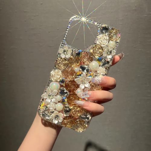 UJNHGQ Bling Diamond Rose Flower Hülle für iPhone 15 11 12 13 14 Pro Max 7 14Plus XS XR Kristall Strass Glitzer DIY Rückseite, Gold, für iPhone 15 Plus UJNHGQ Bling Diamond Rose Flower Hülle für iPhone 15 11 12 13 14 Pro Max 7 14Plus XS XR Kristall Strass Glitzer DIY Rückseite, Gold, für iPhone 15 Plus von UJNHGQ