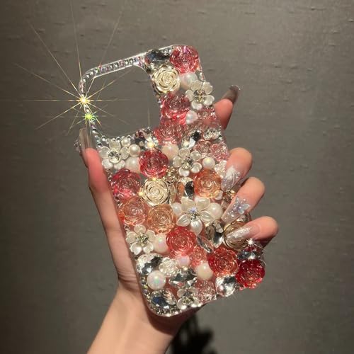 UJNHGQ Bling Diamond Rose Flower Hülle für iPhone 15 11 12 13 14 Pro Max 7 14Plus XS XR Kristall Strass Glitzer DIY Rückseite, rot, für iPhone X oder XS UJNHGQ Bling Diamond Rose Flower Hülle für iPhone 15 11 12 13 14 Pro Max 7 14Plus XS XR Kristall Strass Glitzer DIY Rückseite, rot, für iPhone X oder XS von UJNHGQ