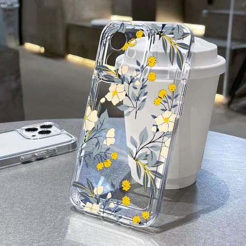 UJNHGQ Blumenhülle für iPhone 11 Hüllen für iPhone 15 12 13 14 16 Pro Max X XR XS Max 14 15 Plus 16Pro für iPhone16 Klare stoßfeste Hülle, TH86, für iPhone 12Pro Max von UJNHGQ
