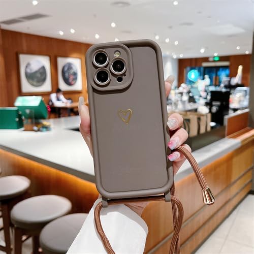 UJNHGQ Crossbody-Halskette, Schultergurt, Liebesherz, Silikon-Telefonhülle für iPhone 16 15 14 13 12 11 Pro Max 7 8 Plus XX XR XS Cover, braun, für iPhone 15Pro Max UJNHGQ Crossbody-Halskette, Schultergurt, Liebesherz, Silikon-Telefonhülle für iPhone 16 15 14 13 12 11 Pro Max 7 8 Plus XX XR XS Cover, braun, für iPhone 15Pro Max von UJNHGQ