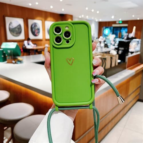 UJNHGQ Crossbody-Halskette, Schultergurt, Liebesherz, Silikon-Telefonhülle für iPhone 16 15 14 13 12 11 Pro Max 7 8 Plus XX XR XS Cover, grün, für iPhone 11Pro Max UJNHGQ Crossbody-Halskette, Schultergurt, Liebesherz, Silikon-Telefonhülle für iPhone 16 15 14 13 12 11 Pro Max 7 8 Plus XX XR XS Cover, grün, für iPhone 11Pro Max von UJNHGQ