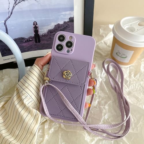 UJNHGQ Crossbody Neckband Lanyard Handyhülle für iPhone 15 14 11 12 13 Pro Max X XS XR 7 8 Plus Flower Leather Wallet Kartenhalter Cover, Lila, Für iPhone 13 Pro UJNHGQ Crossbody Neckband Lanyard Handyhülle für iPhone 15 14 11 12 13 Pro Max X XS XR 7 8 Plus Flower Leather Wallet Kartenhalter Cover, Lila, Für iPhone 13 Pro von UJNHGQ