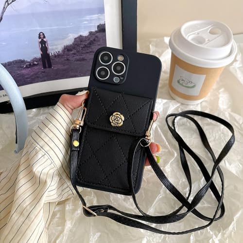 UJNHGQ Crossbody Neckband Lanyard Handyhülle für iPhone 15 14 11 12 13 Pro Max X XS XR 7 8 Plus Flower Leather Wallet Kartenhalter Cover,Schwarz,Für iPhone 11Pro Max UJNHGQ Crossbody Neckband Lanyard Handyhülle für iPhone 15 14 11 12 13 Pro Max X XS XR 7 8 Plus Flower Leather Wallet Kartenhalter Cover,Schwarz,Für iPhone 11Pro Max von UJNHGQ