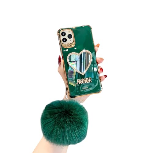 UJNHGQ Für iPhone 14 Plus 13 12 11 Pro Max, sturzfester Kosmetikspiegel mit Strasssteinen und Hülle, Grün, für iPhone 12ProMax UJNHGQ Für iPhone 14 Plus 13 12 11 Pro Max, sturzfester Kosmetikspiegel mit Strasssteinen und Hülle, Grün, für iPhone 12ProMax von UJNHGQ
