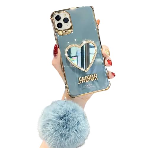 UJNHGQ Für iPhone 14 Plus 13 12 11 Pro Max, sturzfester Kosmetikspiegel mit Strasssteinen und Hülle, grau, für iPhone 12Pro UJNHGQ Für iPhone 14 Plus 13 12 11 Pro Max, sturzfester Kosmetikspiegel mit Strasssteinen und Hülle, grau, für iPhone 12Pro von UJNHGQ