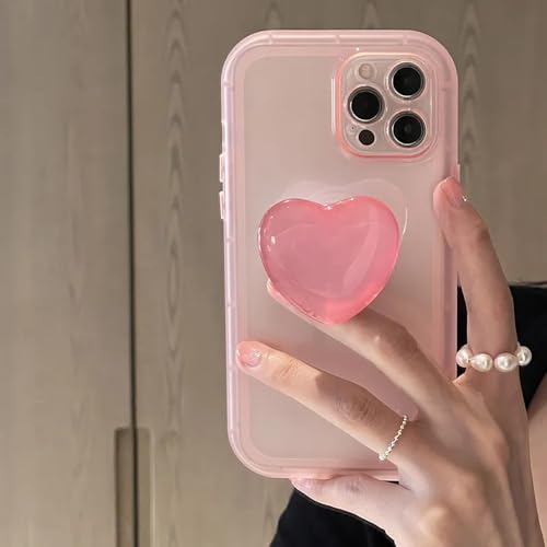 UJNHGQ Jelly Pink Love Heart Ständerhalter Transparente weiche Hülle für iPhone X XR XS 11 12 13 14 15 Pro Max Schutzhülle auf der Rückseite, Pink, für iPhone 13 UJNHGQ Jelly Pink Love Heart Ständerhalter Transparente weiche Hülle für iPhone X XR XS 11 12 13 14 15 Pro Max Schutzhülle auf der Rückseite, Pink, für iPhone 13 von UJNHGQ