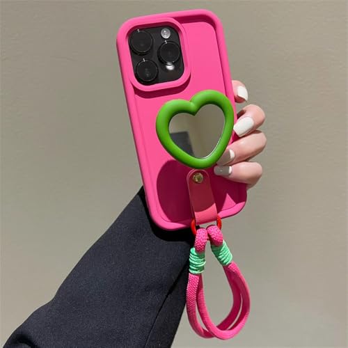 UJNHGQ Love Mirror Stand Tragbare Anti-Lost-Handschlaufe Einfache Telefonhülle für iPhone 15 14 13 12 11 Pro Max 7 8 Plus Stoßfeste Hülle, rot, für iPhone 14Pro Max UJNHGQ Love Mirror Stand Tragbare Anti-Lost-Handschlaufe Einfache Telefonhülle für iPhone 15 14 13 12 11 Pro Max 7 8 Plus Stoßfeste Hülle, rot, für iPhone 14Pro Max von UJNHGQ