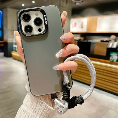 UJNHGQ Modische Silikonhülle mit Lanyard-Armband, Metallic Aurora Matte, für iPhone 15 14 13 12 11 Pro Max X XS XR, weiche, stoßfeste Hülle, Schwarz, für iPhone X XS UJNHGQ Modische Silikonhülle mit Lanyard-Armband, Metallic Aurora Matte, für iPhone 15 14 13 12 11 Pro Max X XS XR, weiche, stoßfeste Hülle, Schwarz, für iPhone X XS von UJNHGQ