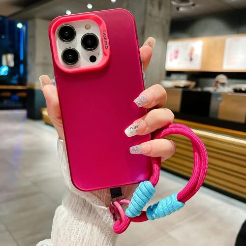 UJNHGQ Modische Silikonhülle mit Lanyard-Armband, metallisch, Aurora-Matt, für iPhone 15 14 13 12 11 Pro Max X XS XR, weiche, stoßfeste Hülle, Rose, für iPhone 12Pro UJNHGQ Modische Silikonhülle mit Lanyard-Armband, metallisch, Aurora-Matt, für iPhone 15 14 13 12 11 Pro Max X XS XR, weiche, stoßfeste Hülle, Rose, für iPhone 12Pro von UJNHGQ