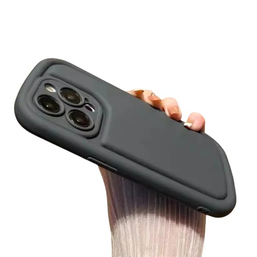 UJNHGQ Süße Air-Cushion-Seifen-Silikon-Telefonhülle für iPhone 11 12 13 14 15 Pro Max Plus, vollständiger Schutz, stoßfeste, Matte, weiche Hülle, Schwarz, für iPhone 12 Pro von UJNHGQ