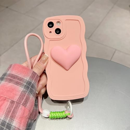 UJNHGQ Süße Silikonhülle mit einziehbarem Riemen in Bonbonfarbe und Herzform für iPhone 15 14 13 12 11 Pro Max Plus X XS XR Cover, Pink, für iPhone 14 Plus UJNHGQ Süße Silikonhülle mit einziehbarem Riemen in Bonbonfarbe und Herzform für iPhone 15 14 13 12 11 Pro Max Plus X XS XR Cover, Pink, für iPhone 14 Plus von UJNHGQ