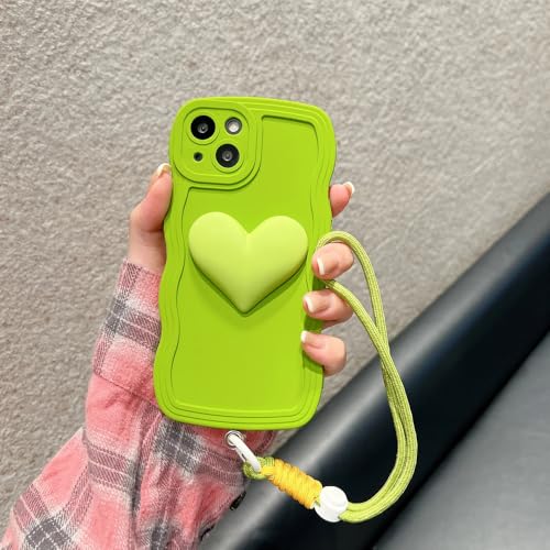 UJNHGQ Süße Silikonhülle mit einziehbarem Riemen in Bonbonfarbe und Herzform für iPhone 15 14 13 12 11 Pro Max Plus X XS XR Cover, grün, für iPhone 13 UJNHGQ Süße Silikonhülle mit einziehbarem Riemen in Bonbonfarbe und Herzform für iPhone 15 14 13 12 11 Pro Max Plus X XS XR Cover, grün, für iPhone 13 von UJNHGQ