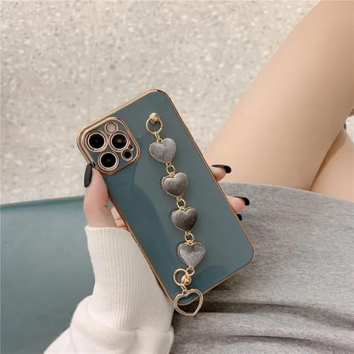 UJNHGQ Überzogene Herz-Metallarmband-Telefonkettenhülle für iPhone 15 14 13 Pro Max 12 11 XR XS X 7 8 Plus Cover, grau, für iPhone 13 UJNHGQ Überzogene Herz-Metallarmband-Telefonkettenhülle für iPhone 15 14 13 Pro Max 12 11 XR XS X 7 8 Plus Cover, grau, für iPhone 13 von UJNHGQ