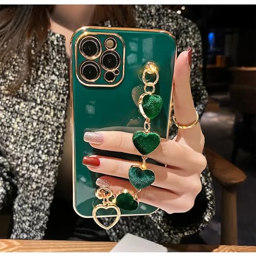UJNHGQ Überzogene Herz-Metallarmband-Telefonkettenhülle für iPhone 15 14 13 Pro Max 12 11 XR XS X 7 8 Plus-Hülle, DRAK Green, für iPhone X UJNHGQ Überzogene Herz-Metallarmband-Telefonkettenhülle für iPhone 15 14 13 Pro Max 12 11 XR XS X 7 8 Plus-Hülle, DRAK Green, für iPhone X von UJNHGQ