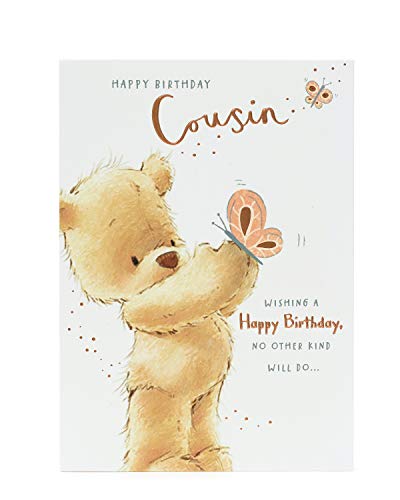 Cousin Geburtstagskarte – Geburtstagskarte Cousin Frau – Geburtstagskarte für Sie – niedliches Teddybär-Design von UK Greetings
