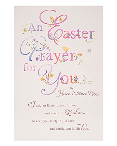 Frohe Osterkarte - Oster-Gebetskarte - Religiöse Osterkarte - Osterkarte mit Ostergedicht von UK Greetings