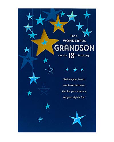 Geburtstagskarte für Enkelsohn zum 18. Geburtstag, männlich – sentimentale Nachricht innen von UK Greetings