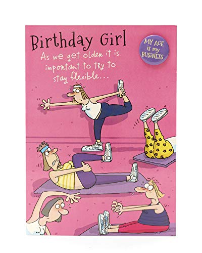 UK Greetings Geburtstagskarte für sie/Freundin – Yoga-Design, gelb, 127 mm x 178 mm von UK Greetings